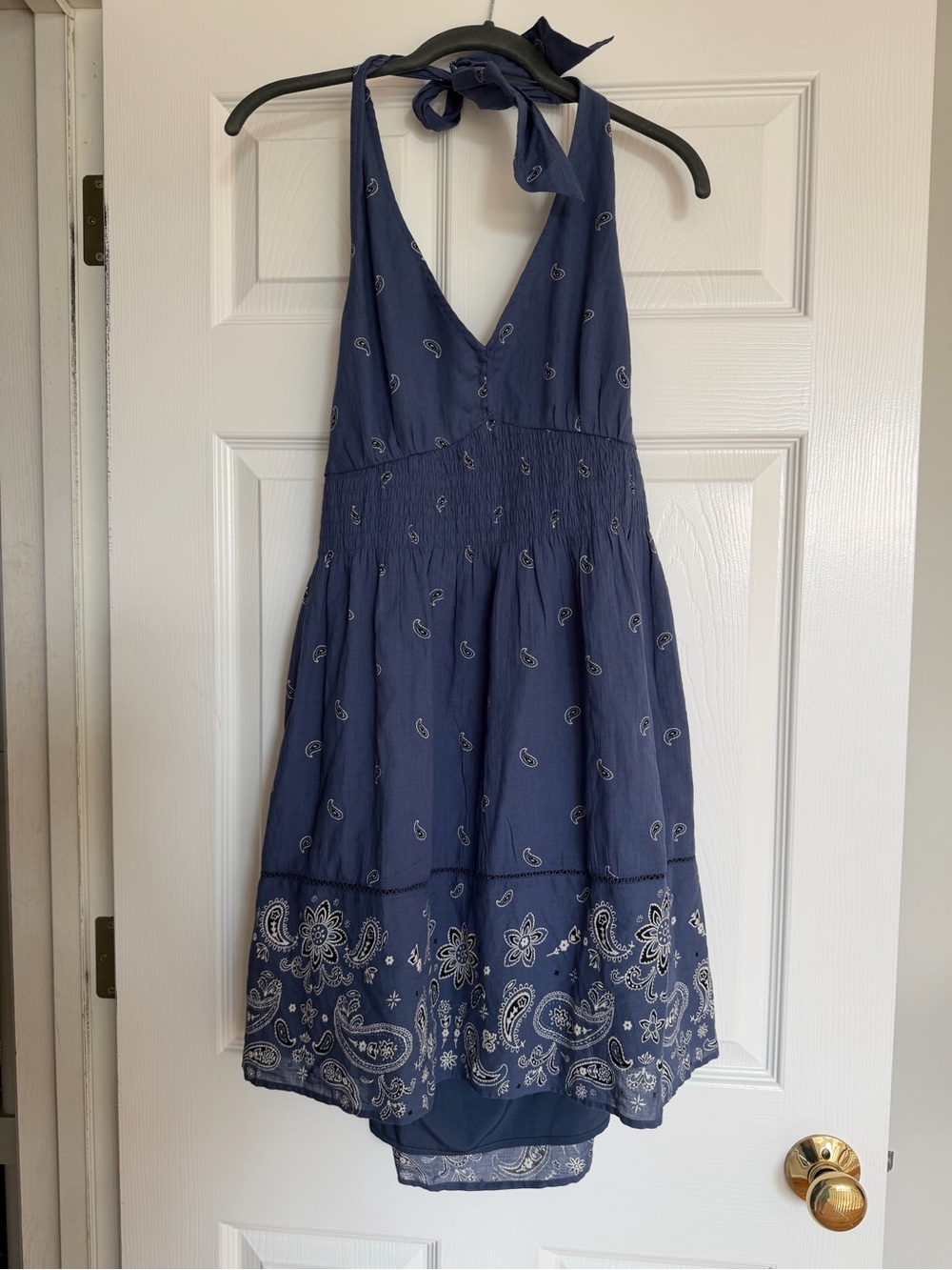 American Eagle Blue Paisley Halter Mini Dress